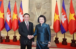 Thường trực Ban Bí thư hội kiến Chủ tịch Quốc hội Campuchia