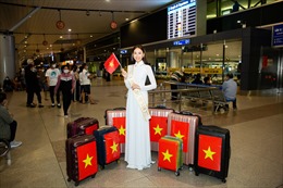 Đoàn Hồng Trang thướt tha áo dài trắng tinh, lên đường dự thi Miss Global 2022