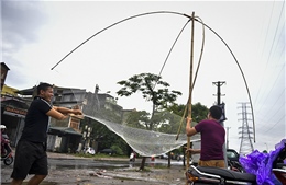 Sau mưa bão, người Hà Nội rủ nhau ra sông Kim Ngưu đánh bắt cá