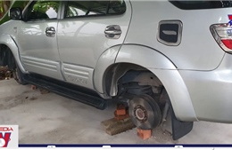 Bắt đối tượng trộm hàng loạt bánh xe ô tô ở Nghệ An