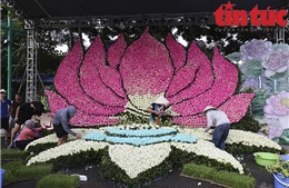 Đặc sắc tác phẩm &#39;Thăng Long Huyền Diệu Hoa&#39; được kết bằng 10.000 bông hoa sen