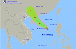 Thời tiết ngày 25/6: Áp thấp nhiệt đới trên biển Đông, nhiều khu vực đất liền mưa lớn cục bộ