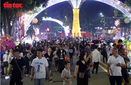 Biển người đổ về Công viên Văn Lang xem pháo hoa dịp Giỗ Tổ Hùng Vương