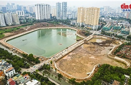 Hồ Đồng Bông 2 dần hoàn thiện, tăng khả năng chống ngập phía Tây Hà Nội