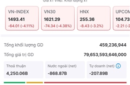 Thanh khoản thị trường chứng khoán &#39;bùng nổ&#39; trong phiên điều chỉnh mạnh