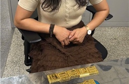 Bốn hành khách nhập cảnh về Việt Nam cất giấu 12,3 kg kim loại nghi là vàng miếng 