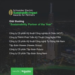 Schneider Electric vinh danh 11 doanh nghiệp tại Giải thưởng Phát triển bền vững
