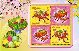 Bộ tem &#39;Tết Tân Sửu&#39; có thiết kế đậm chất dân gian