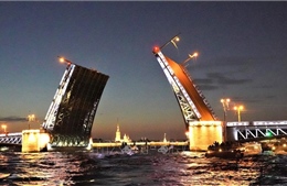 Xem cầu mở về đêm ở St. Petersburg