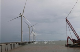 Hoàn thành lắp đặt trụ điện gió dự án điện gió Đông Hải 1 - Trà Vinh