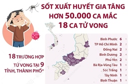 Sốt xuất huyết gia tăng, hơn 50.000 ca mắc, 18 người tử vong