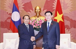 Chủ tịch Quốc hội tiếp Thường trực Ban Bí thư, Phó Chủ tịch CHDCND Lào