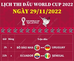 Lịch thi đấu World Cup 2022 ngày 29/11/2022