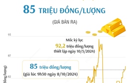 Vàng SJC sáng 8/10 giá 85 triệu đồng/lượng