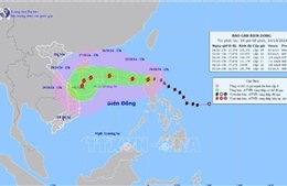 Bão Trà Mi liên tục đổi hướng với sức gió mạnh nhất cấp 9 - 10, giật cấp 11 - 15