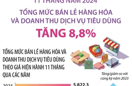 Tổng mức bán lẻ hàng hóa và doanh thu dịch vụ tiêu dùng tăng 8,8%