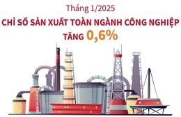 Tháng 1/2025: Chỉ số sản xuất toàn ngành công nghiệp tăng 0,6%