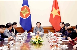 Bí thư Trung ương Đảng, Quyền Bộ trưởng Ngoại giao Lê Hoài Trung tiếp Đại sứ, Đại biện các nước ASEAN và Timor-Leste