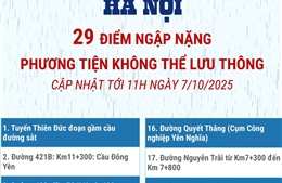 29 điểm ngập nặng ở Hà Nội khiến phương tiện không thể lưu thông
