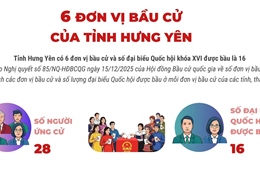 6 đơn vị bầu cử của tỉnh Hưng Yên