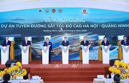 Thủ tướng dự Lễ khởi công Dự án tuyến đường sắt tốc độ cao Hà Nội - Quảng Ninh