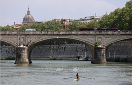 Hạn hán làm lộ cây cầu cổ ở Italy
