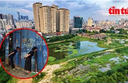 Cận cảnh dự án công viên rộng 10 ha quây tôn bỏ hoang ở Hà Nội