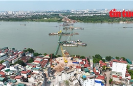 Hà Nội đẩy nhanh thi công cầu Trần Hưng Đạo vượt sông Hồng
