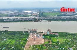 Toàn cảnh dự án cầu Tứ Liên cùng Trục đại lộ cảnh quan sông Hồng