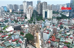Toàn cảnh công trường Vành đai 2,5 đoạn Vũ Phạm Hàm - Trần Duy Hưng