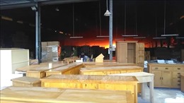 Dập tắt đám cháy lớn tại xưởng chứa gỗ ở Bình Dương