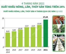 4 tháng năm 2021: Xuất khẩu nông, lâm, thủy sản tăng trên 24%