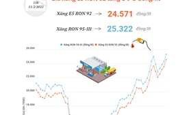 Giá xăng E5 RON 92 tăng 976 đồng/lít