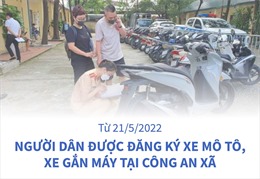 Từ 21/5/2022: Người dân được đăng ký xe mô tô, xe gắn máy tại công an xã