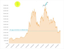 Giá Bitcoin lùi xuống dưới mốc 23.000 USD