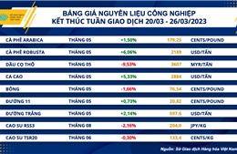 Giá hàng hoá nguyên liệu biến động mạnh