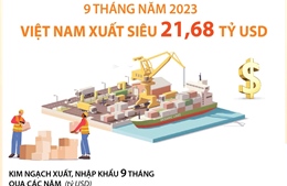 9 tháng năm 2023: Việt Nam xuất siêu 21,68 tỷ USD