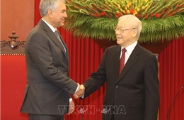 Tổng Bí thư Nguyễn Phú Trọng tiếp Chủ tịch Duma Quốc gia Quốc hội Liên bang Nga