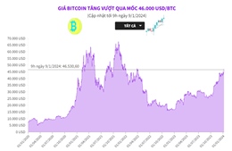 Giá Bitcoin tăng vượt qua mốc 46.000 USD/BTC