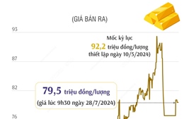 Vàng SJC sáng 28/7 có giá 79,5 triệu đồng/lượng