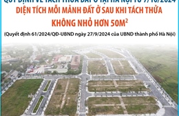 Hà Nội: Diện tích mỗi mảnh đất ở sau khi tách thửa không nhỏ hơn 50 m2