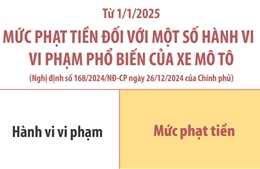 Mức phạt tiền với một số vi phạm phổ biến của xe máy từ 1/1/2025