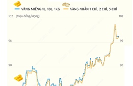 Giá vàng SJC sáng 25/3: Vàng nhẫn 97,2 triệu đồng/lượng