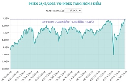 Phiên 28/5/2025: VN-Index tăng hơn 2 điểm