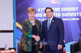 Thủ tướng Phạm Minh Chính gặp Tổng Giám đốc Quỹ Tiền tệ Quốc tế (IMF) Kristalina Georgieva