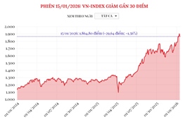 Phiên 15/1/2026: VN-Index giảm gần 30 điểm