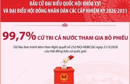Bầu cử Quốc hội và HĐND: 99,70% cử tri cả nước tham gia bỏ phiếu