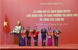 Chủ tịch Quốc hội Trần Thanh Mẫn dự Lễ công bố và trao Nghị quyết về công tác cán bộ