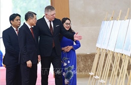 Hai Thủ tướng Việt Nam và Slovakia tham qua trưng bày ảnh về quan hệ hai nước