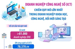 ICT chiếm quy mô lớn nhất trong doanh nghiệp khoa học, công nghệ, đổi mới sáng tạo